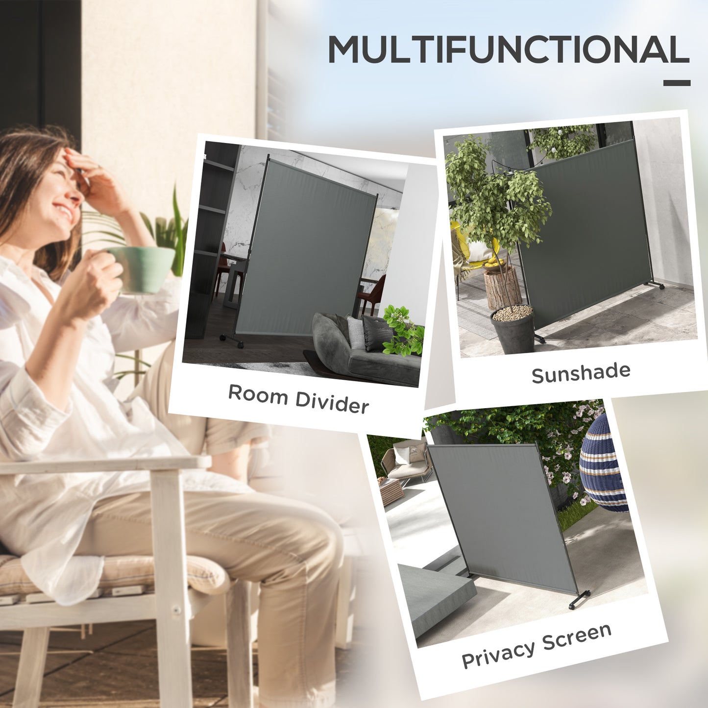 183 x 181cm Outdoor Privacy Screen, with Wheels
