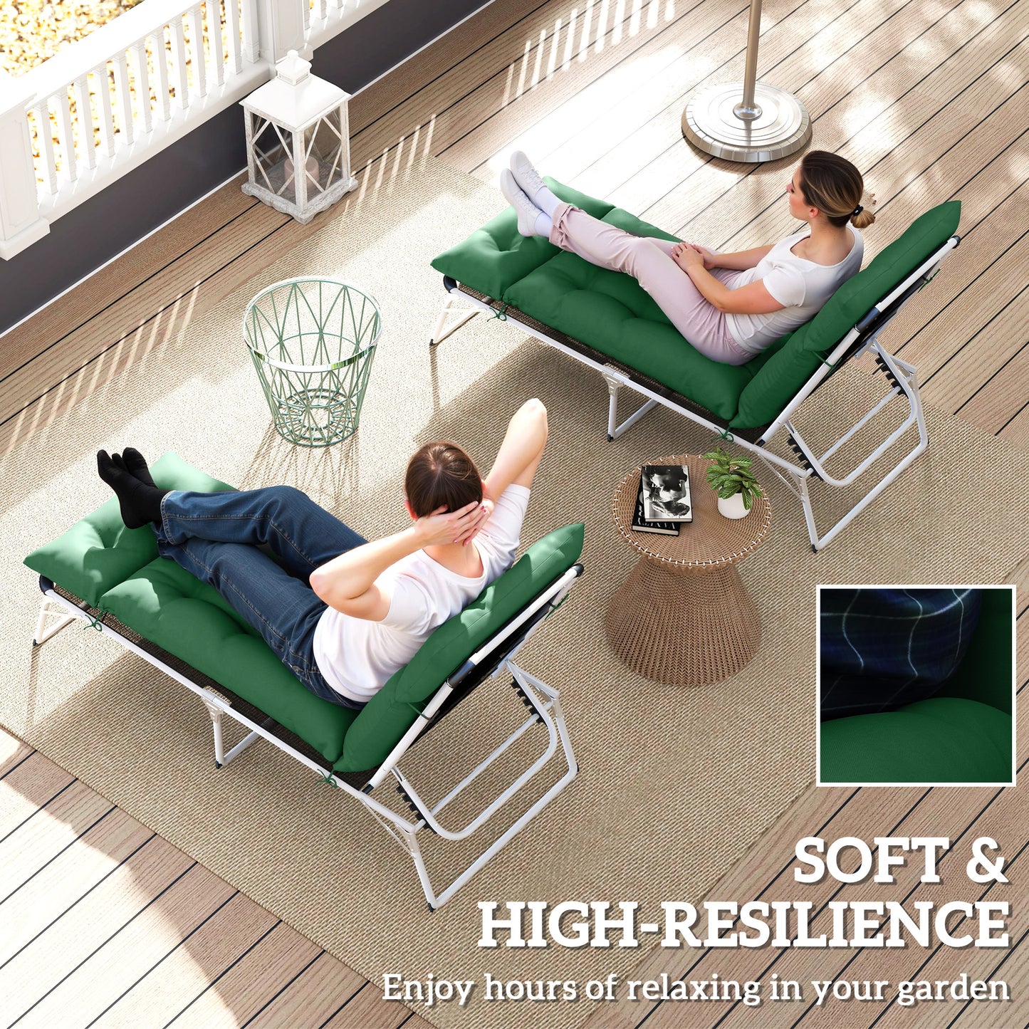 Set of Two 190 x 56cm Sun Lounger Cushions