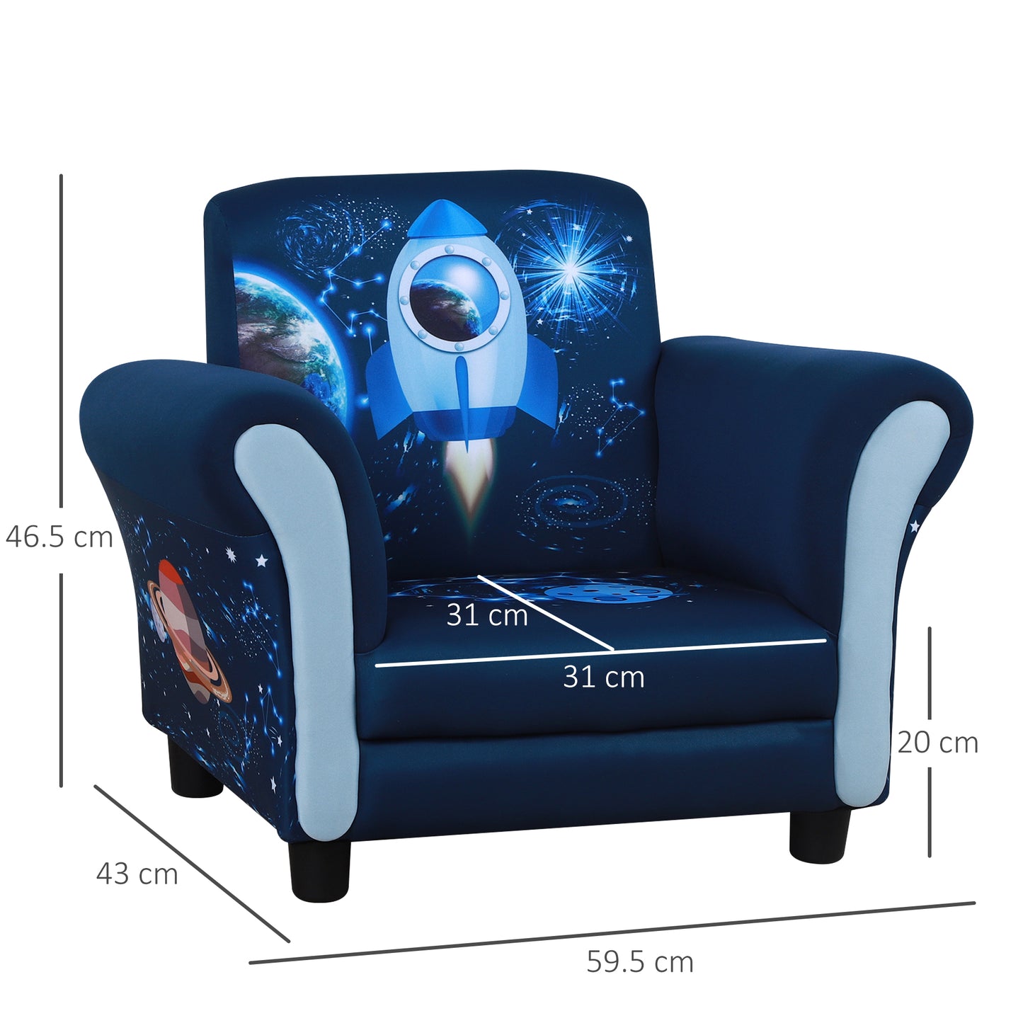 Child Armchair Kids Mini Sofa Chair with Armrest, 59.5 x 43 x 46.5cm