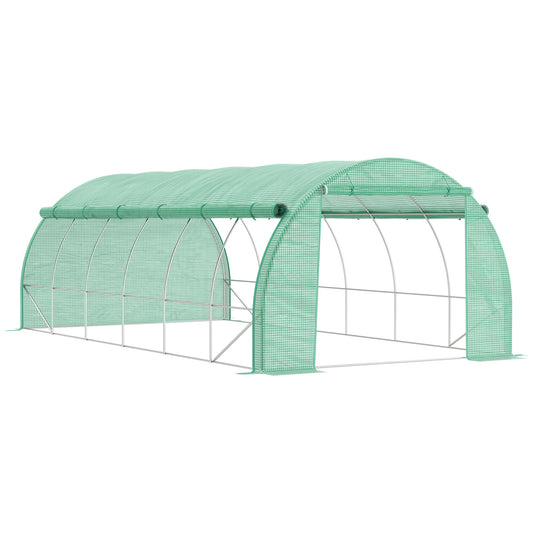 Polytunnel Greenhouse Walk-in Grow House Tent with Roll-up Sidewalls