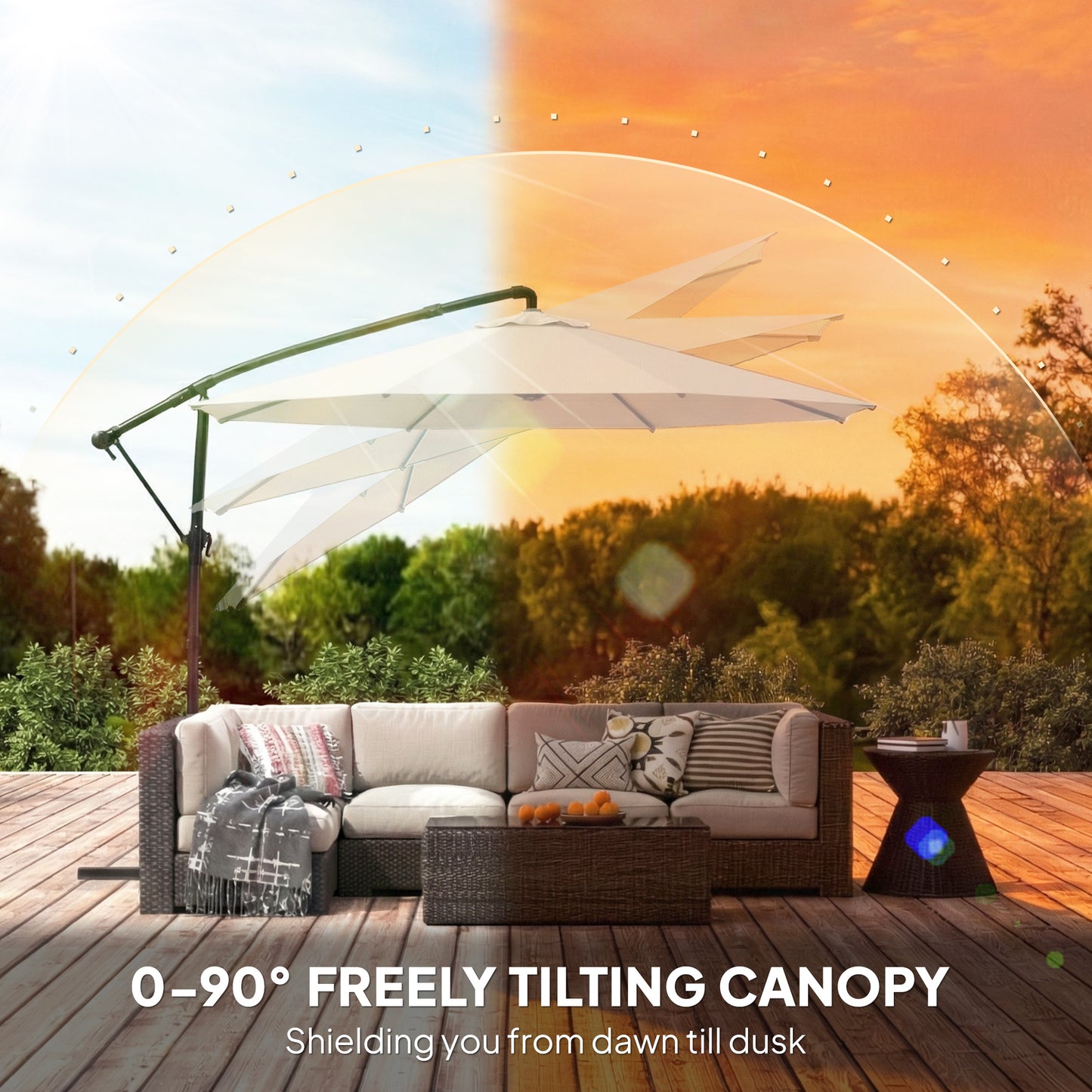 3 m Garden Cantilever Parasol with Cover