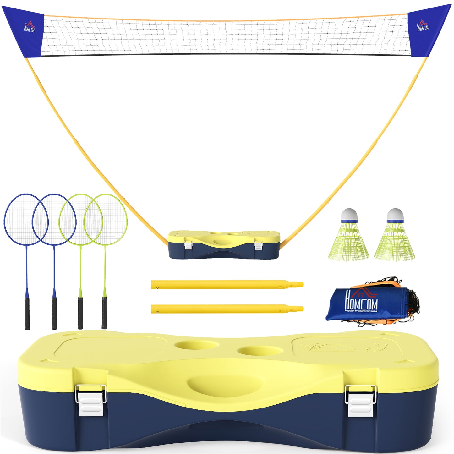 2.8m Portable Folding Badminton Net Set with 4 Badminton Rackets
