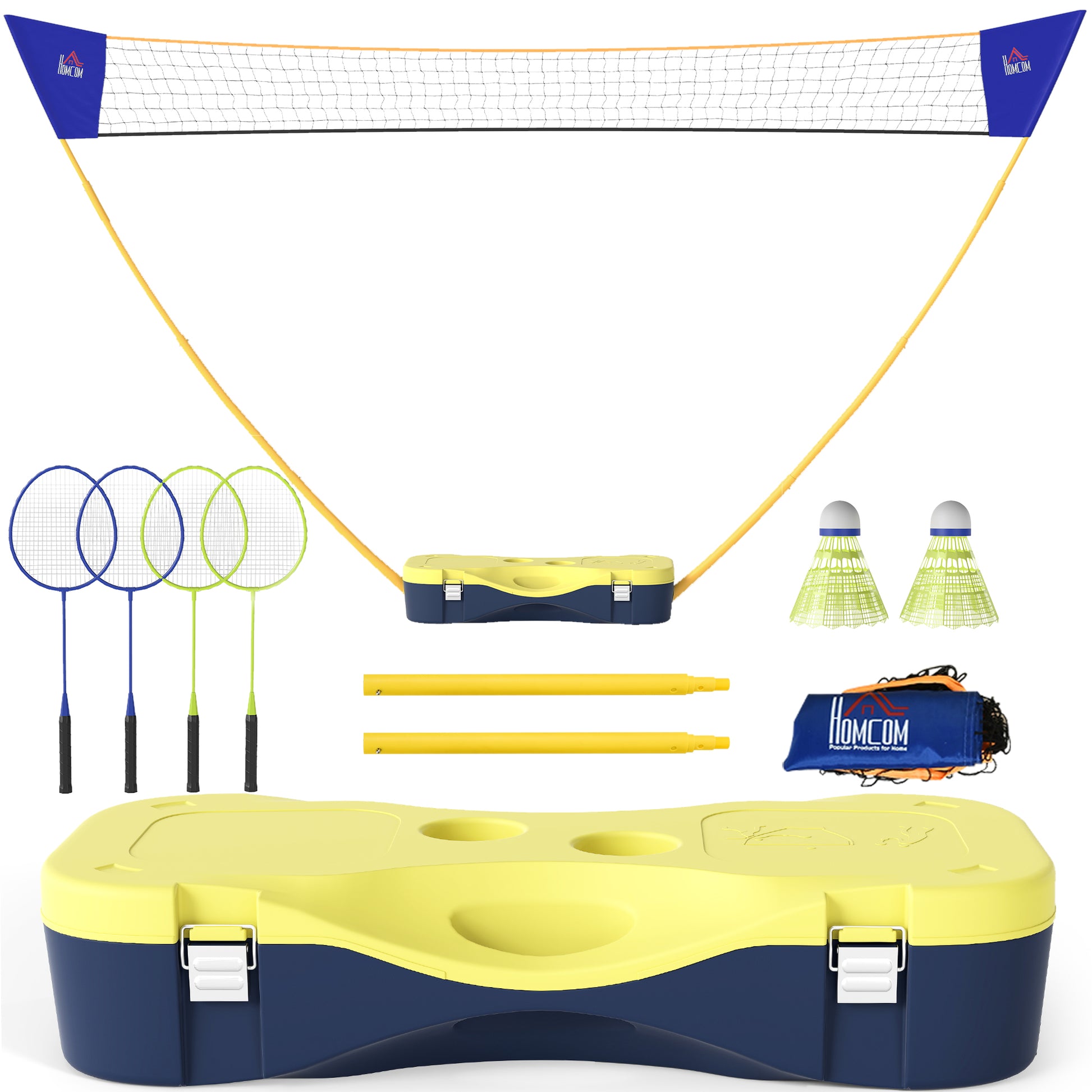 2.8m Portable Folding Badminton Net Set with 4 Badminton Rackets