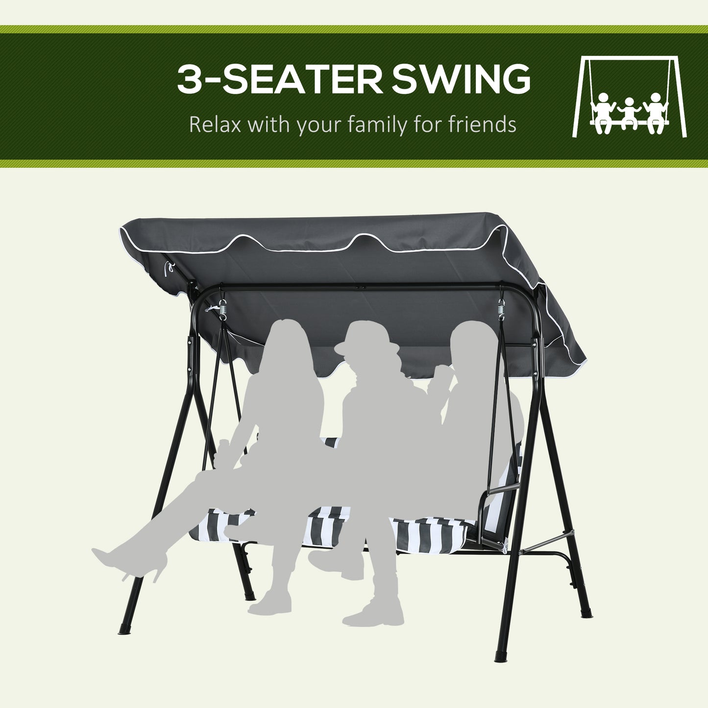 3 Seater Garden Swing Chair