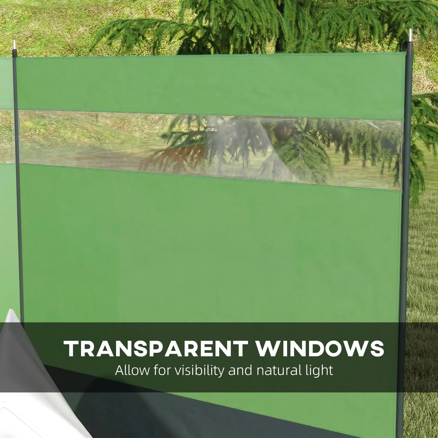Camping Windbreaker with Clear Windows, Carry Bag and Steel Poles