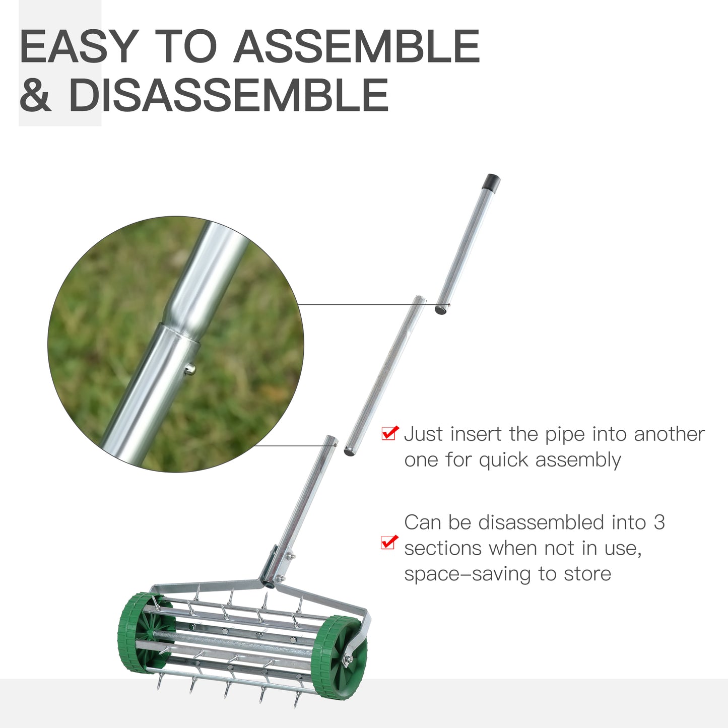 Garden Rolling Lawn Aerator Heavy Duty Steel Grass Roller w/