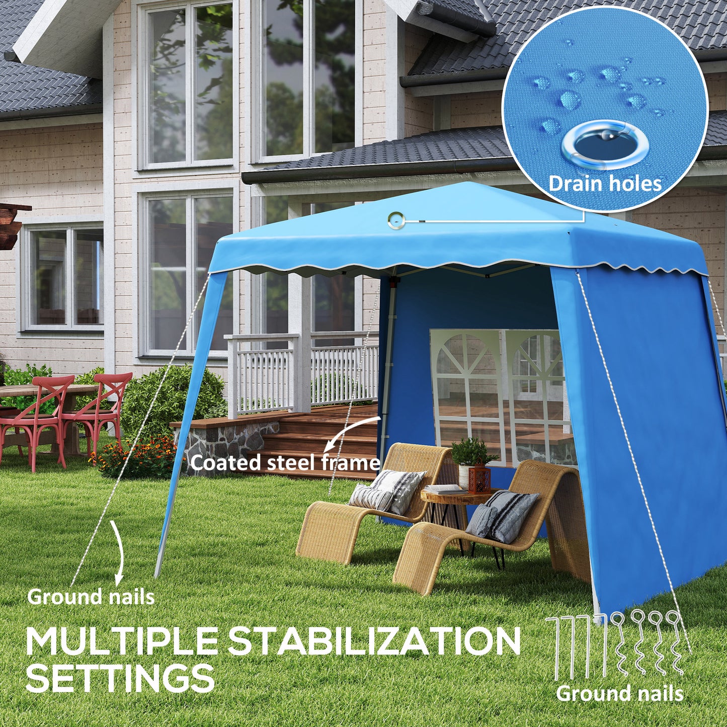 2.4 x 2.4m Two Wall Pop Up Gazebo