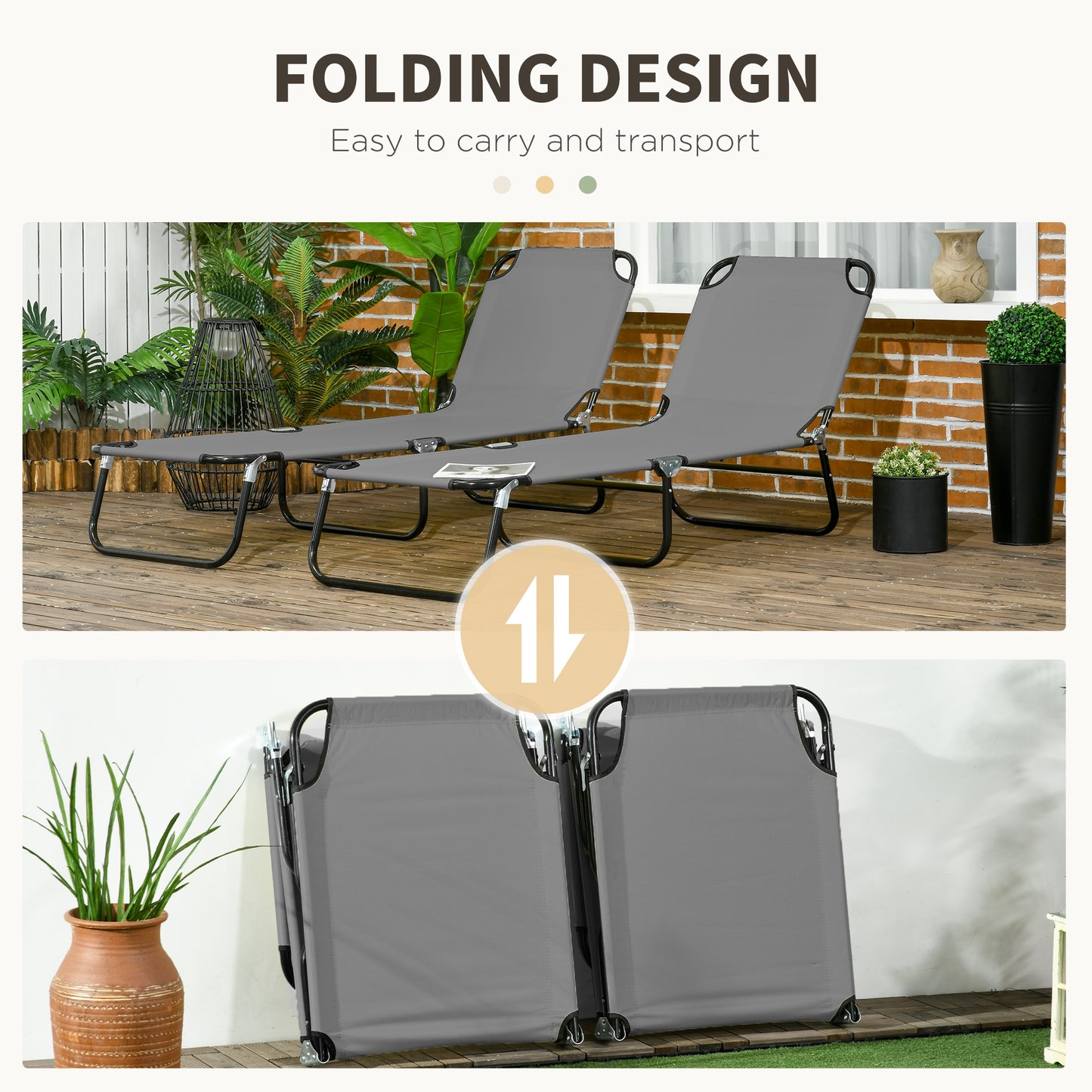 Folding Sun Loungers Set of 2