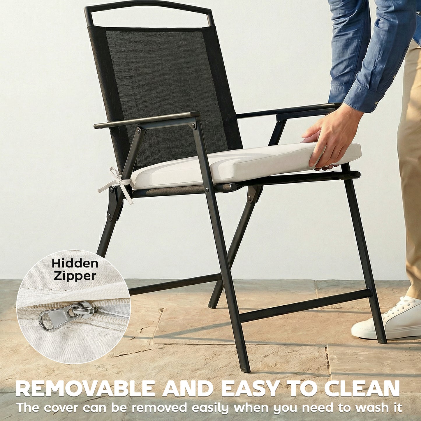 Set of 6 Outdoor Seat Cushions with Machine Washable Cover