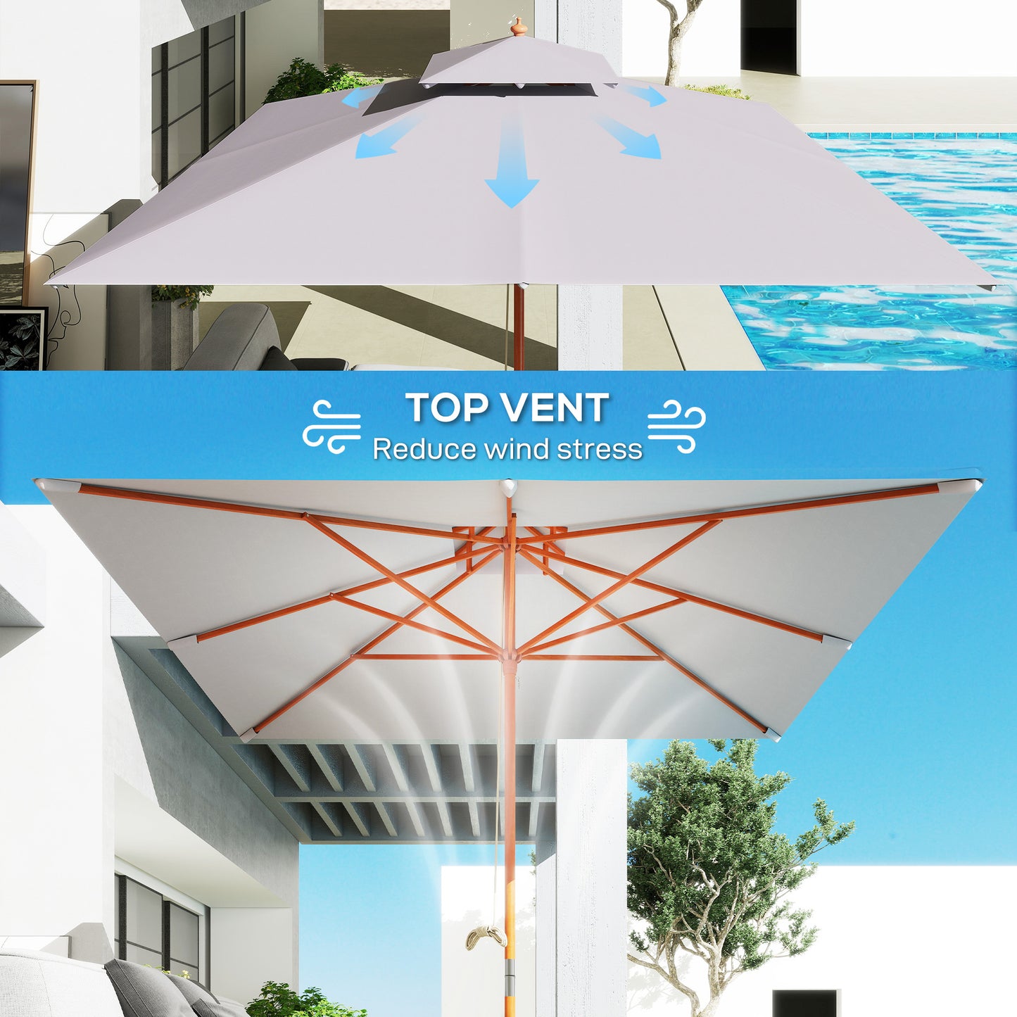 3 m Square Garden Parasol