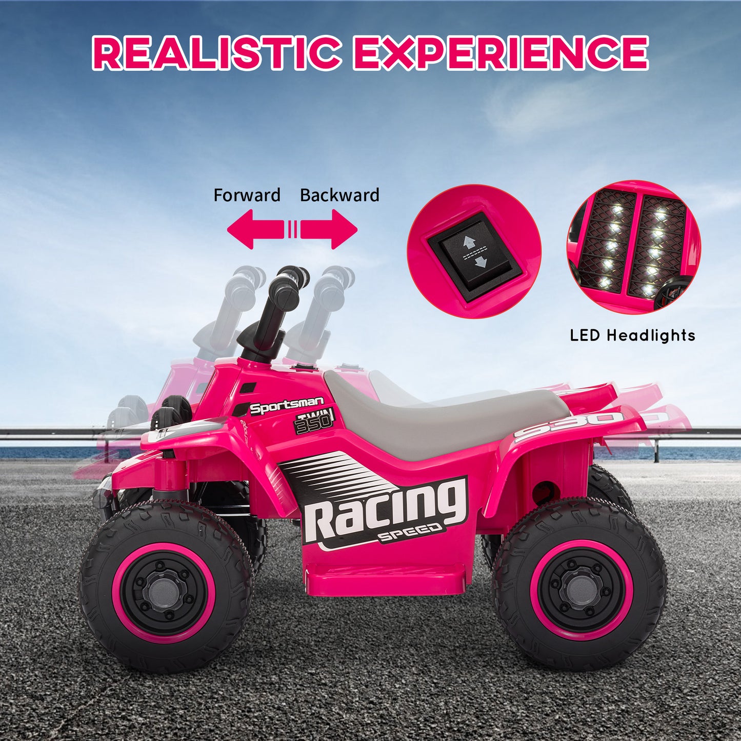 6V Electric Quad Bike for Kids, Ride On ATV w/ Forward/Reverse