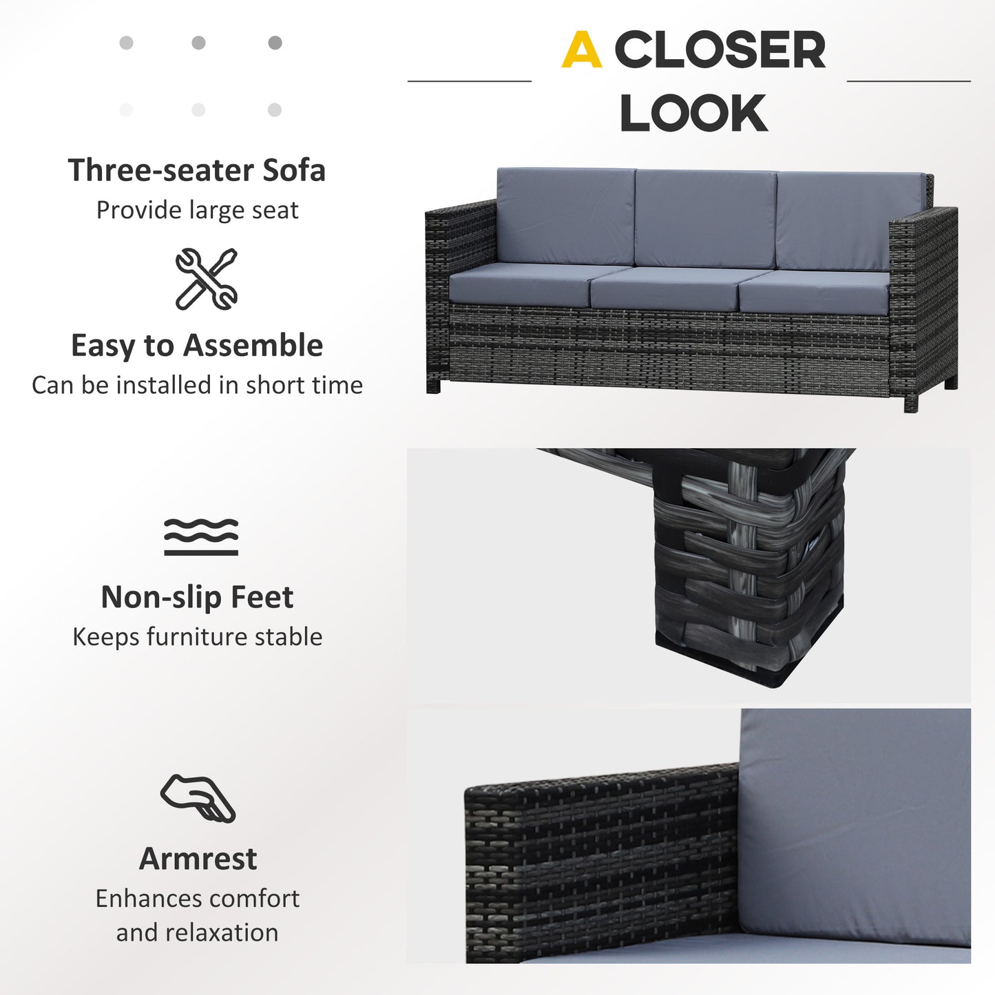 3 Seater All Weather Outdoor Sofa