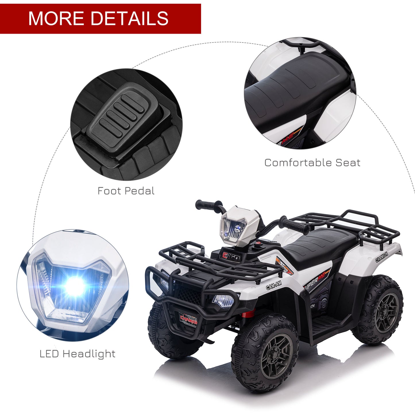 12V Kids Quad Bike with Forward, Reverse Functions