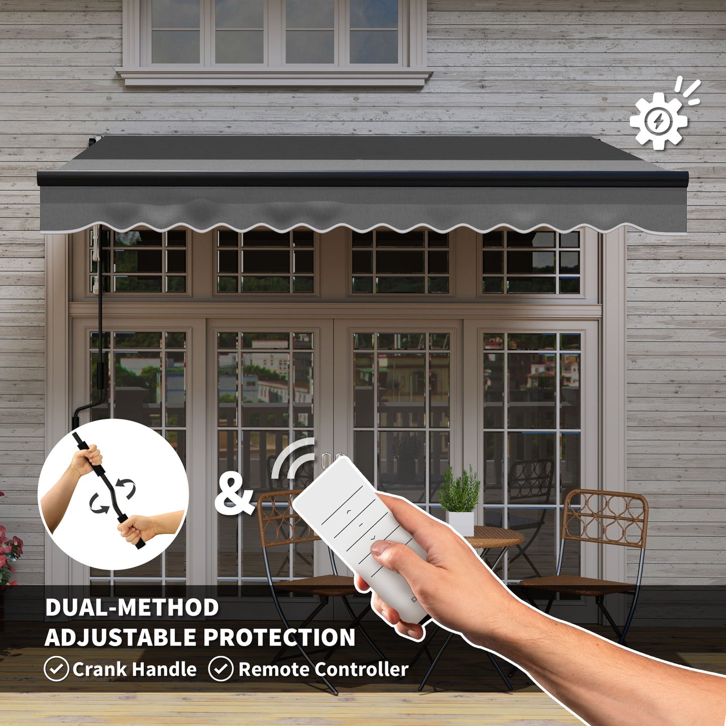 3 x 2.5m Electric Awning with LED Light and Remote Controller
