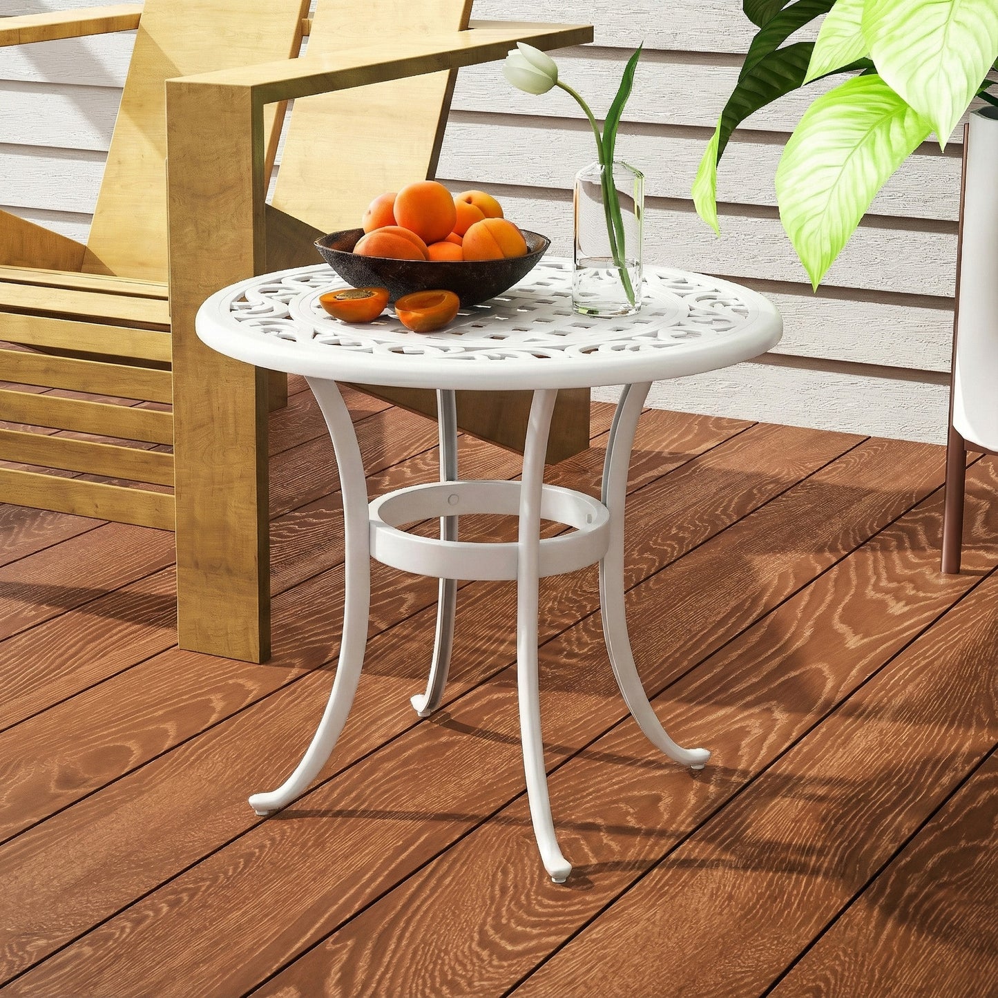 60 cm Round Garden Table, Cast Aluminium Outdoor Patio Table