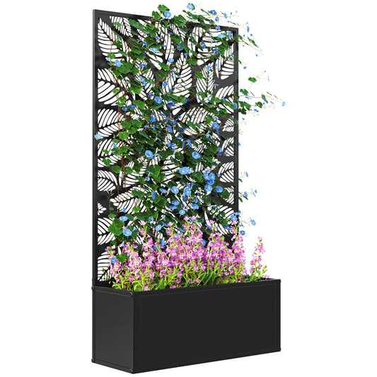 Outdoor Metal Planter, with Back Trellis (1)