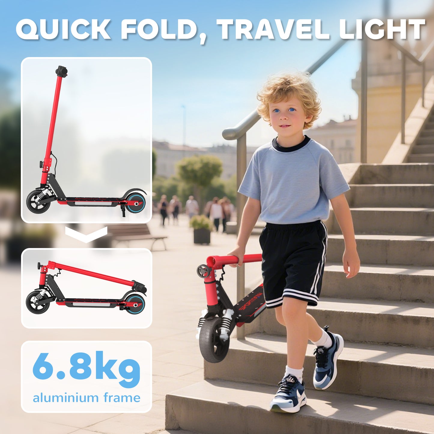 Folding Electric Scooter for Kids, with Dual Brakes
