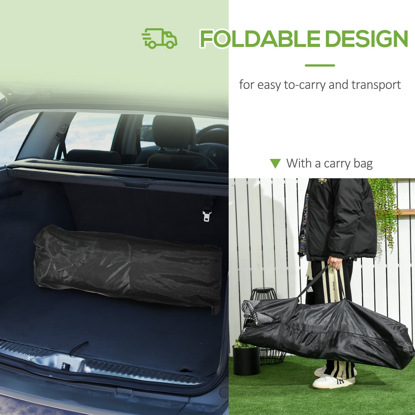 Foldable Camp Bed, Padded Patio Camping Bed with Carry Bag