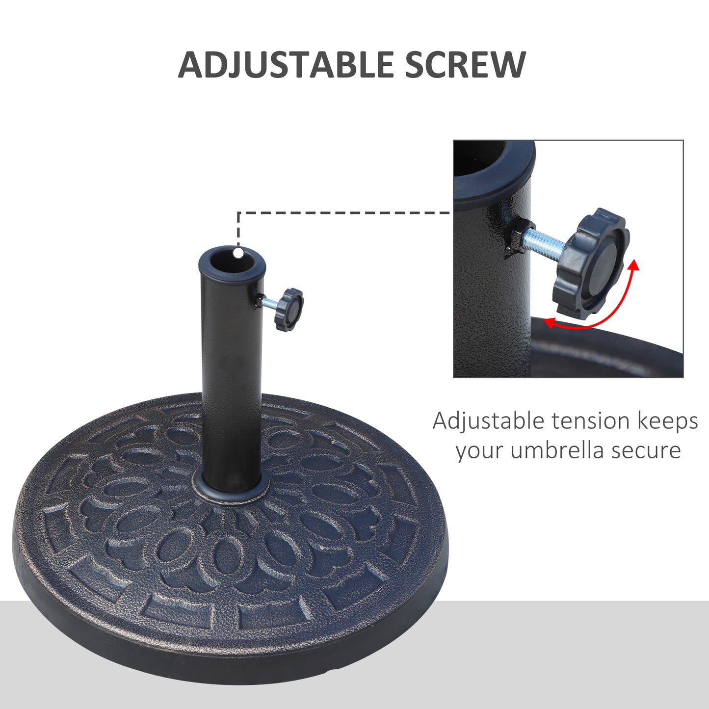 12kg Garden Parasol Base, Round Resin Sun Umbrella Base