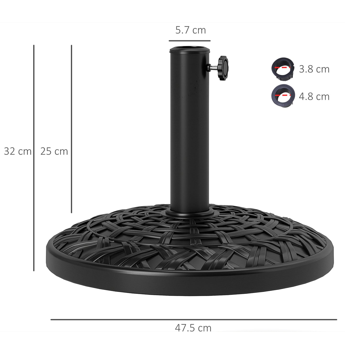12kg Garden Parasol Base, Round Resin Garden Umbrella Base