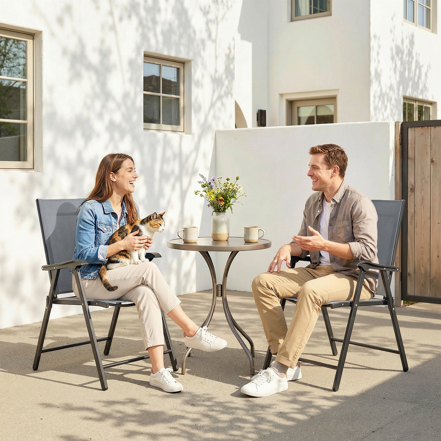 Folding Garden Chairs , Foldable Garden Dining Chairs with High Back