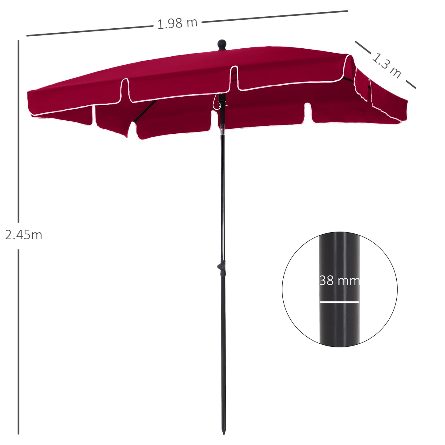 Garden Parasol Umbrella, Outdoor Market Table Umbrella