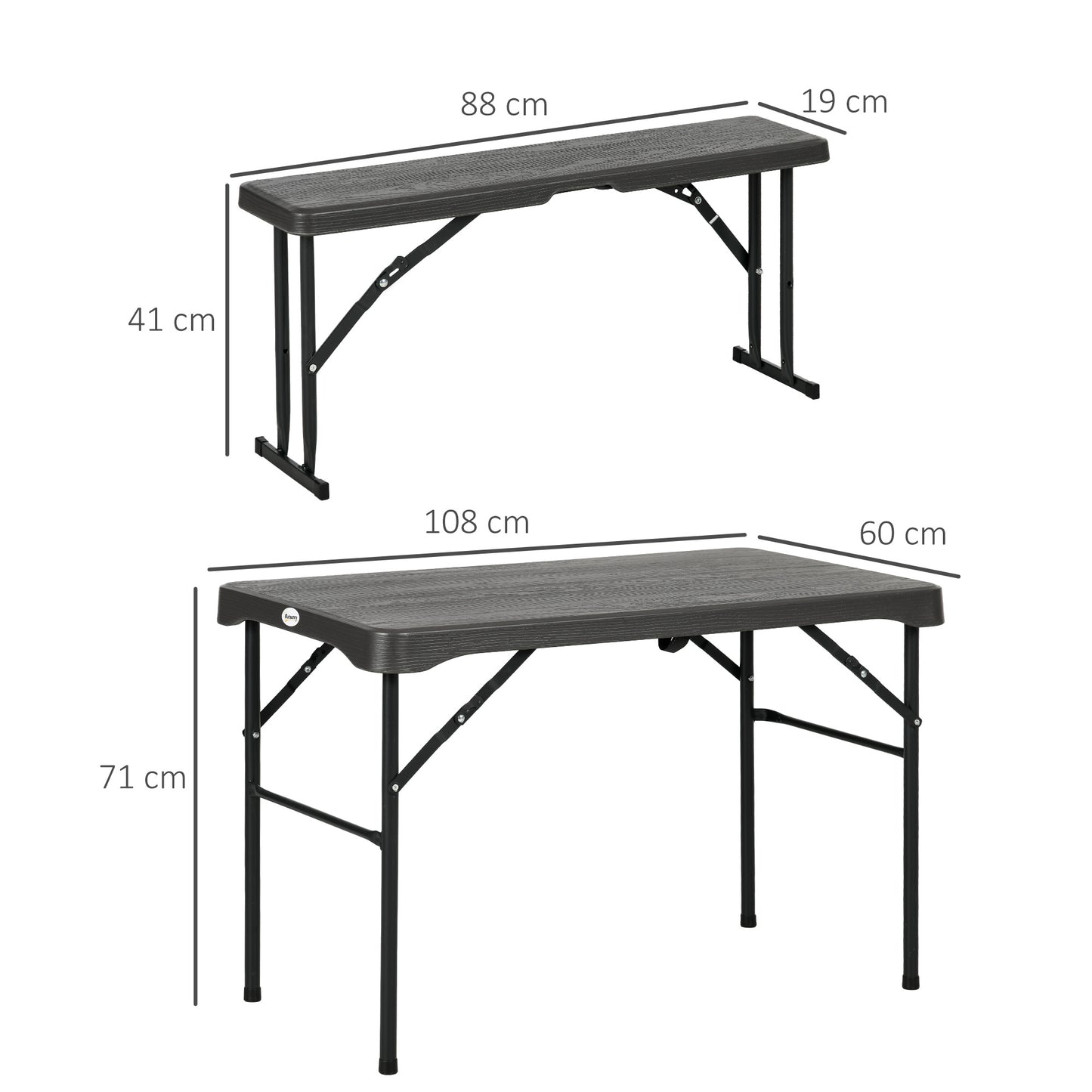Folding Picnic Table with 2 Benches