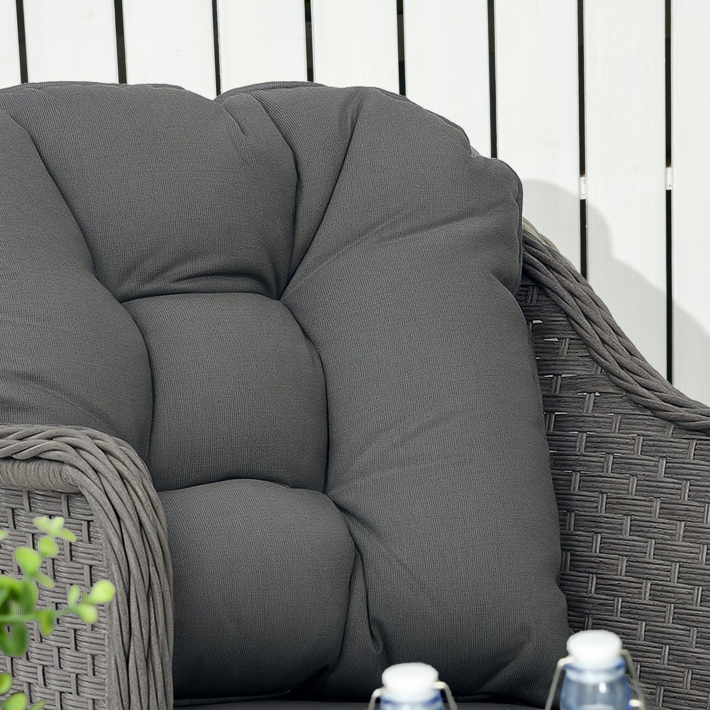 Four-Piece Rattan Set, with Glass-Top Table
