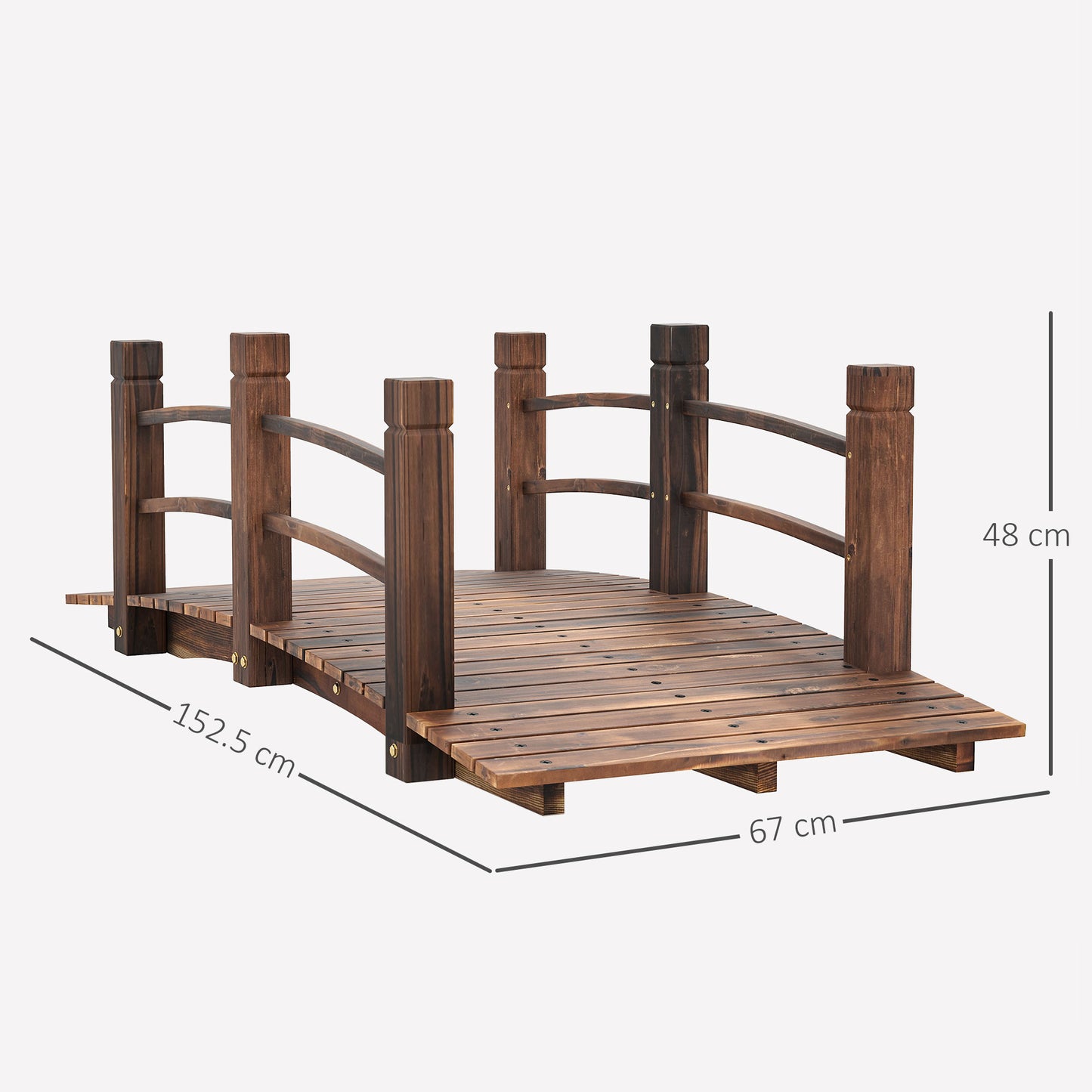 1.5M Wooden Garden Bridge Lawn Décor Stained Finish Arc Outdoor