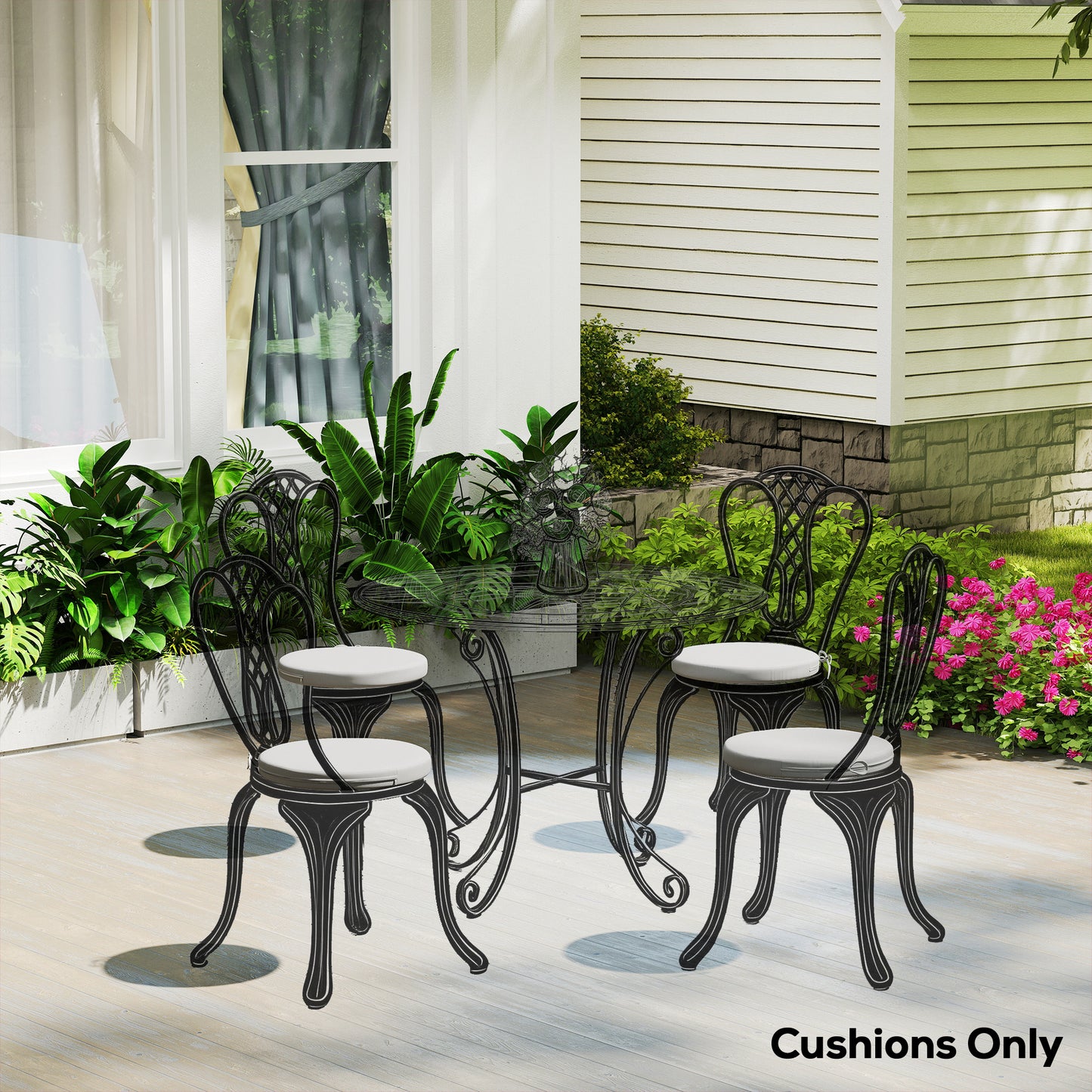 Outdoor Bistro Chair Cushions Set of 4 with Removable Cover