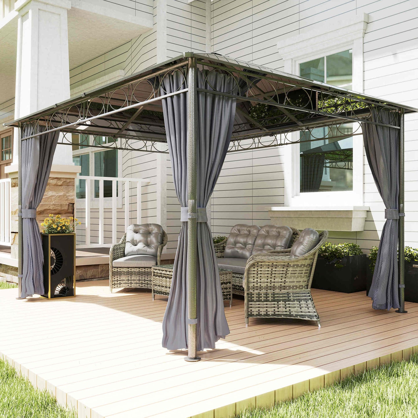 3 x 3.6m Hardtop Gazebo Canopy with Polycarbonate Roof