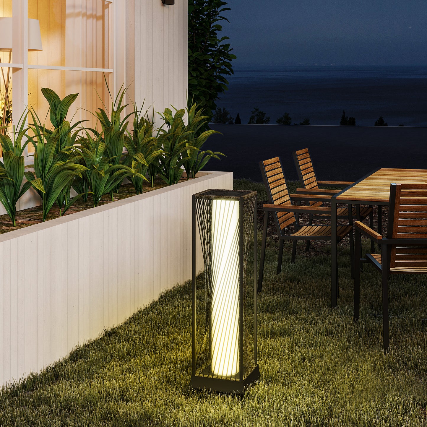 Garden Rattan Lamp, 77 cm Tall Solar Rattan Floor Lamp