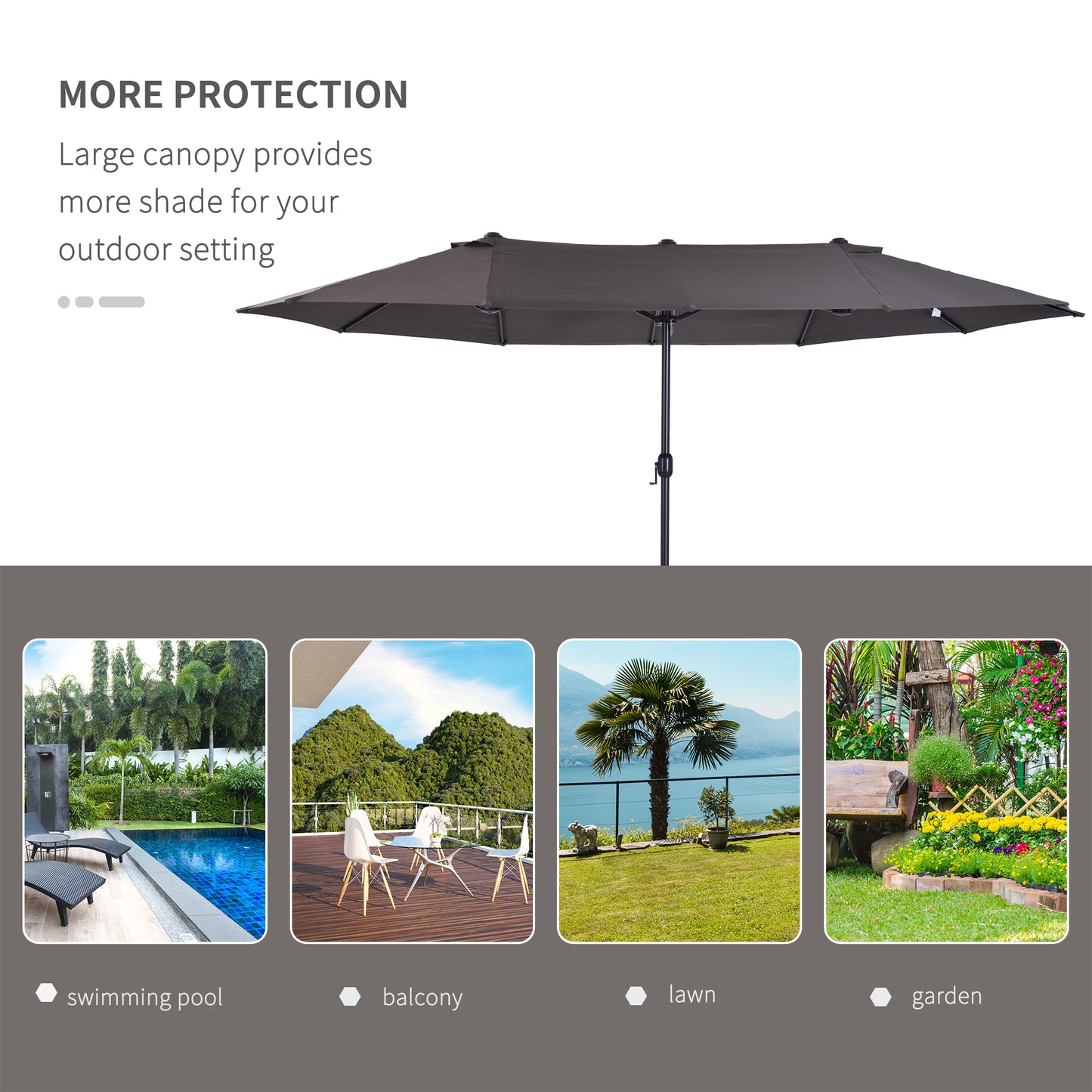 4.6m Garden Parasol Double-Sided Sun Umbrella Patio Market Shelter