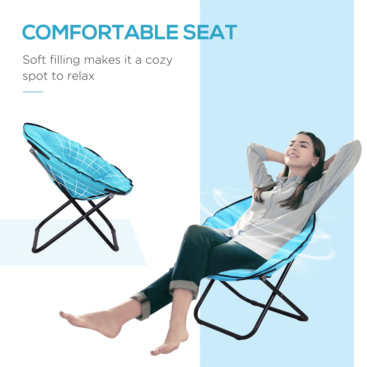 Camping Moon Chair, Portable Folding Camping Chair for Adults