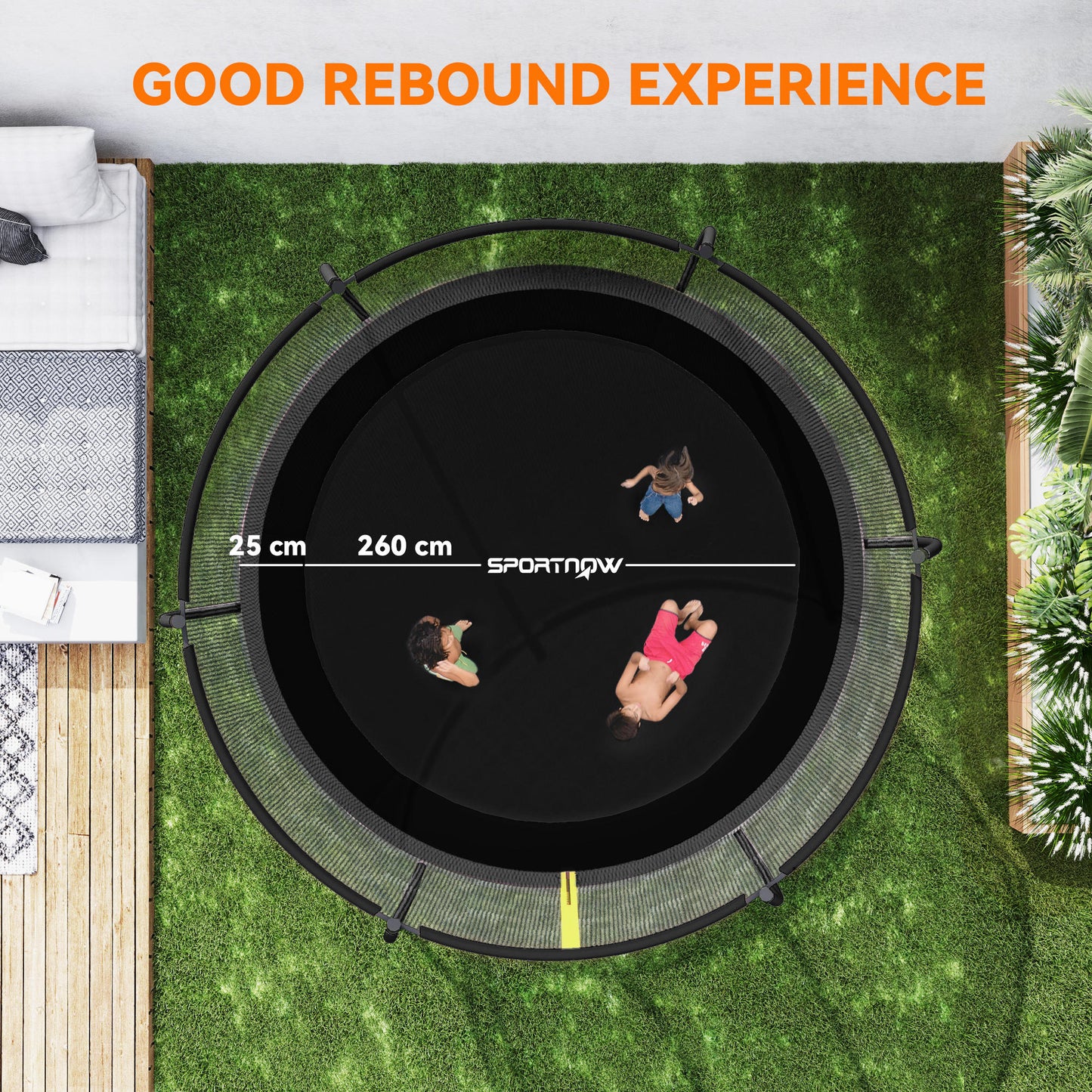 10ft Outdoor Trampoline with Enclosure Net, Spring Cover