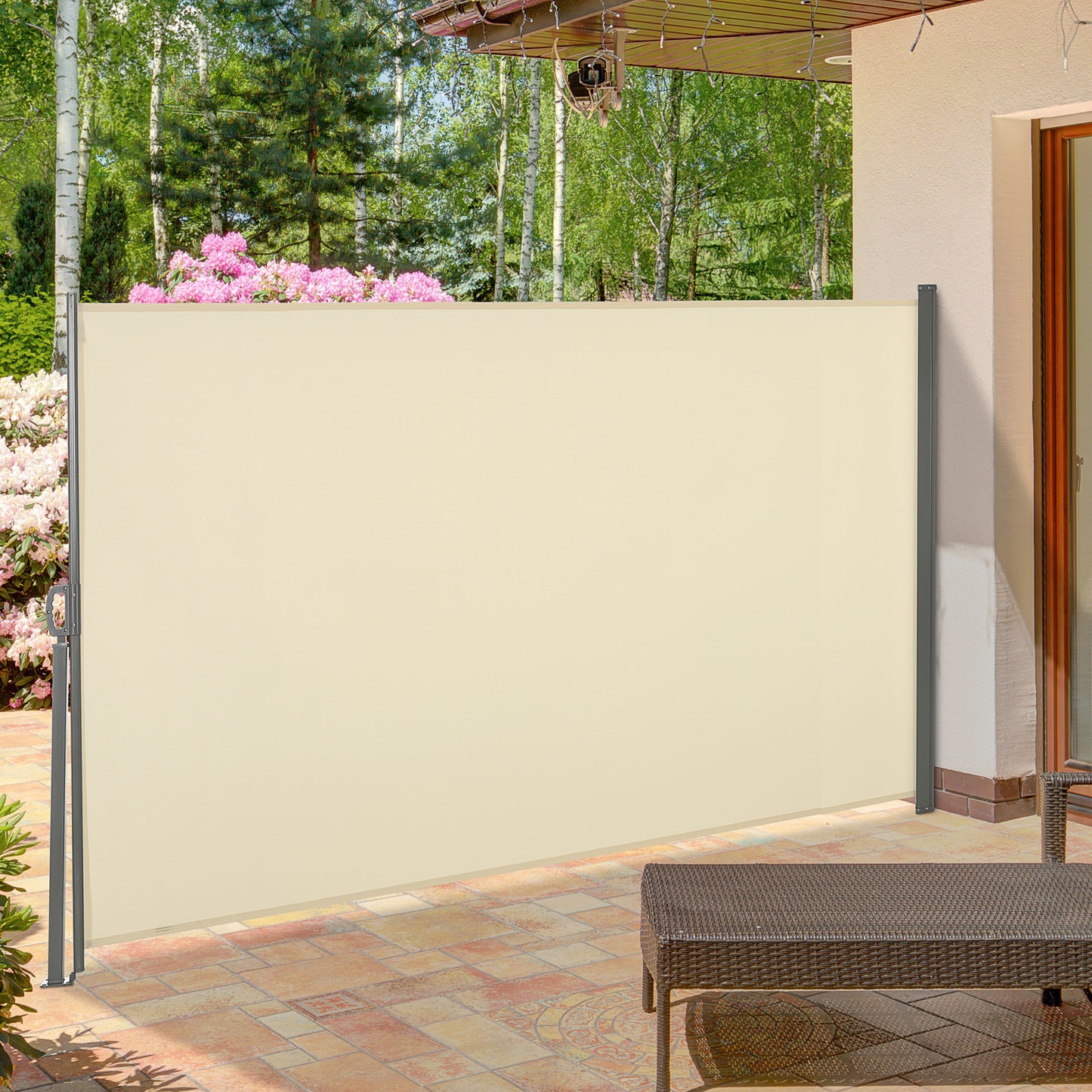 Retractable Sun Side Awning Screen Fence Patio Garden Wall Balcony (3)