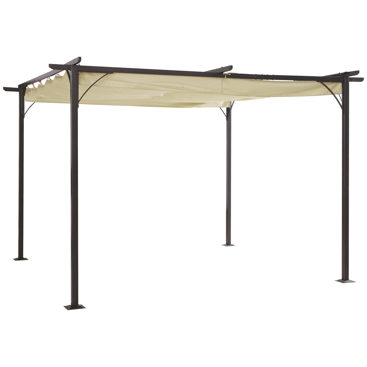 3.5M X 3.5M Metal Pergola Gazebo Awning Retractable Canopy Outdoor