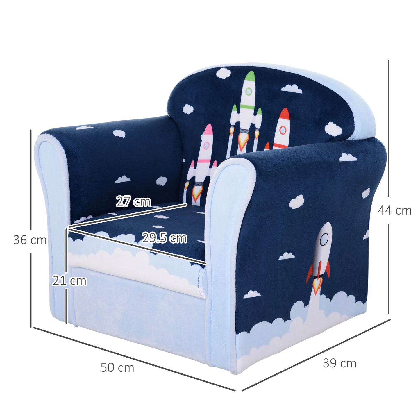 Children Chair Armchair Single Sofa, 50 x 39 x 44cm, for 18M+