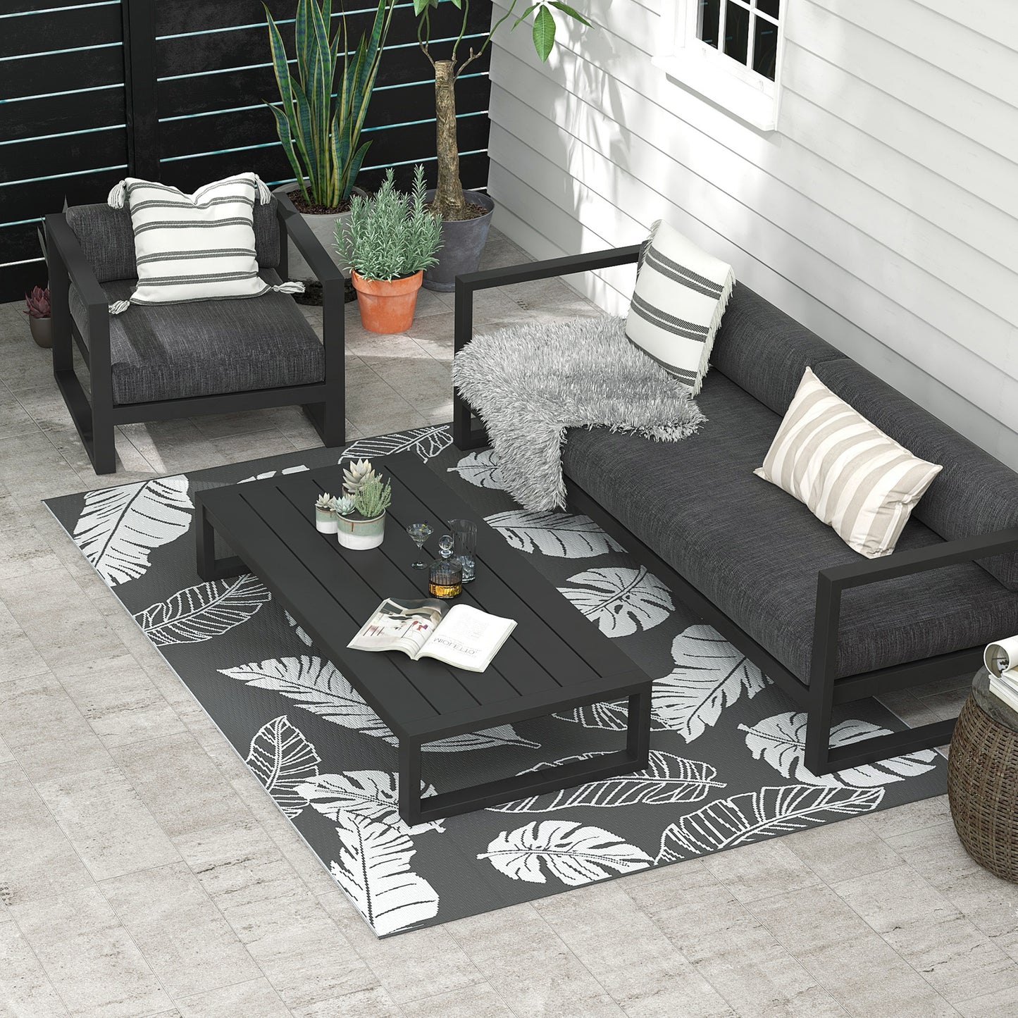 Plastic Straw Reversible RV Outdoor Rug with Carry Bag, 182 x 274cm (1)