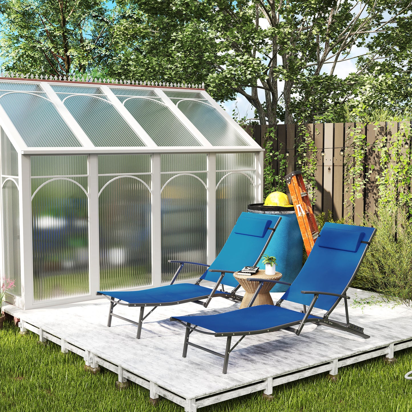 Set of Two Adjustable Back Sun Loungers