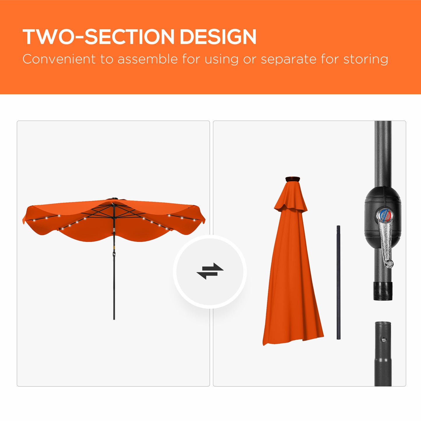 Solar Patio Umbrella with LED and Tilt