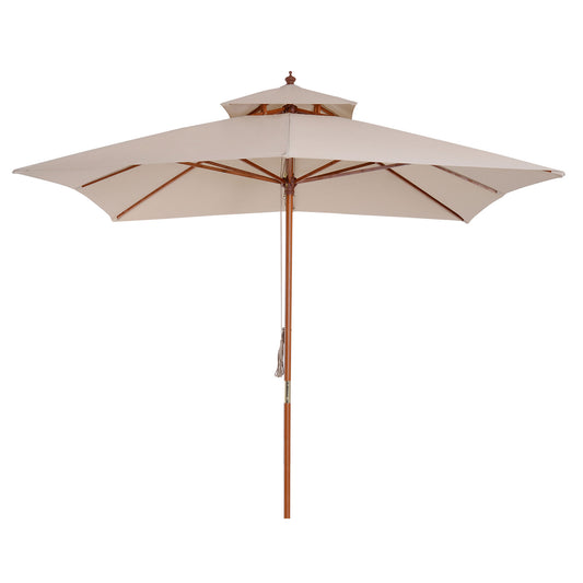 3 x 3 metre Patio Parasol Garden Umbrellas Sunshade Outdoor Wooden (1)