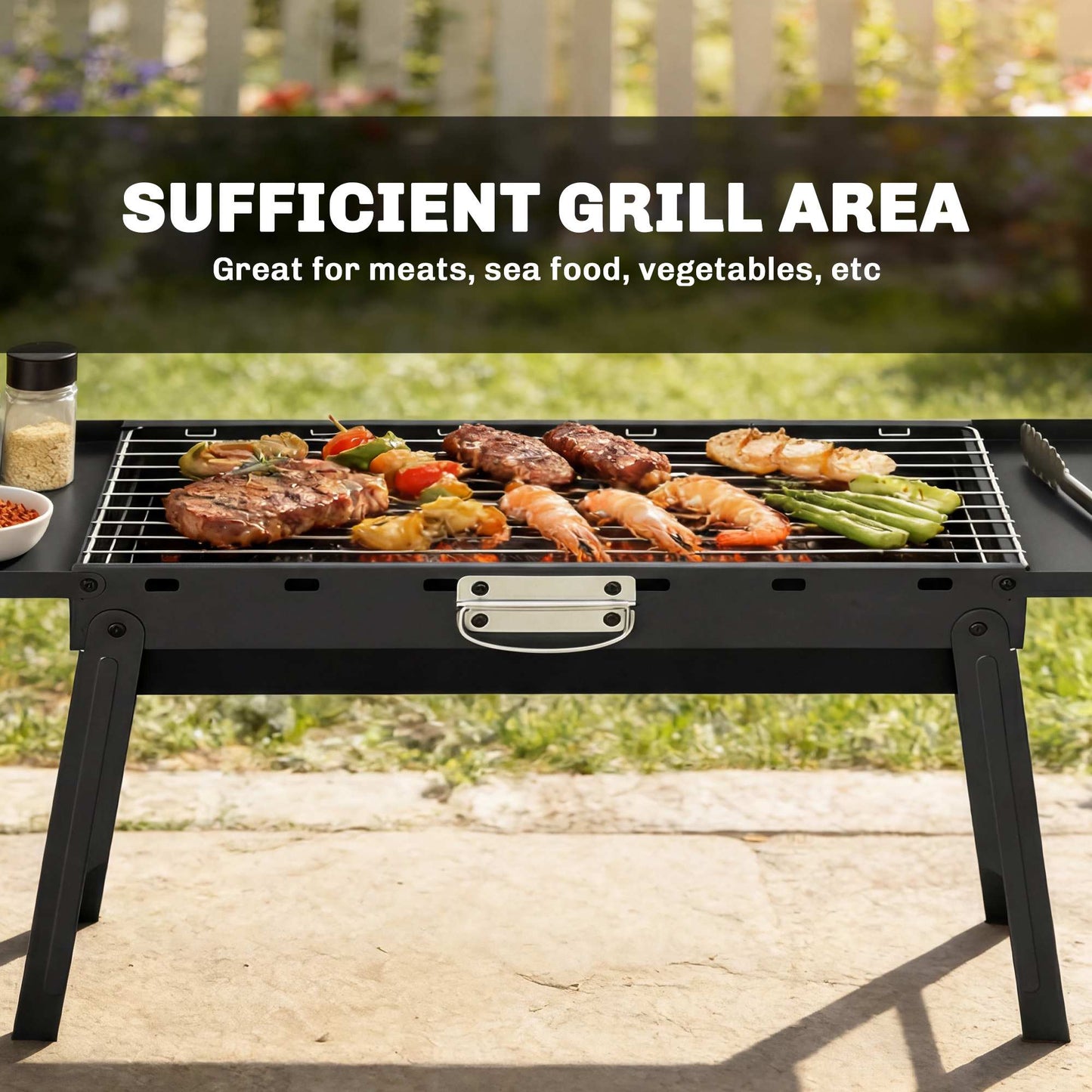 Portable BBQ Grill, Foldable Charcoal Grill for Camping and Picnics