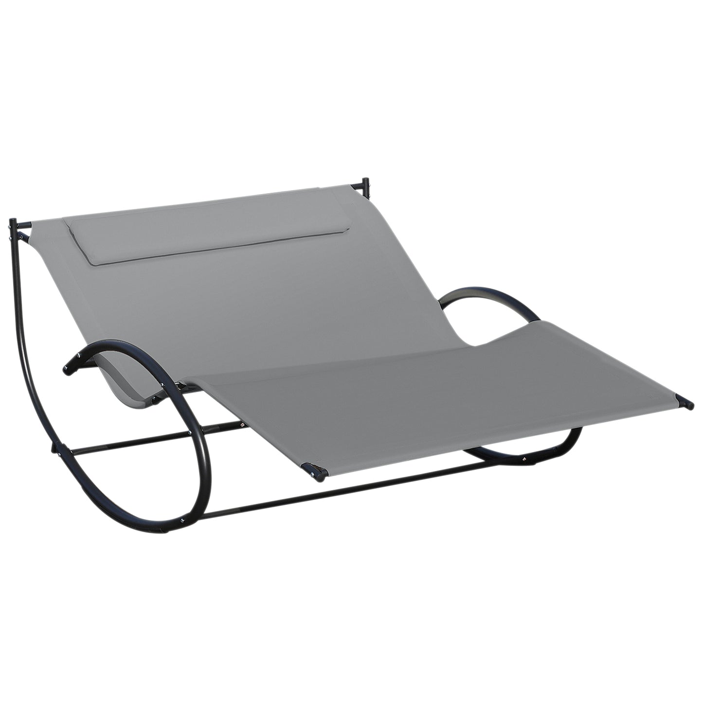 Double Sun Lounger, Rocking Lounger Sunbed Daybed with Armrest