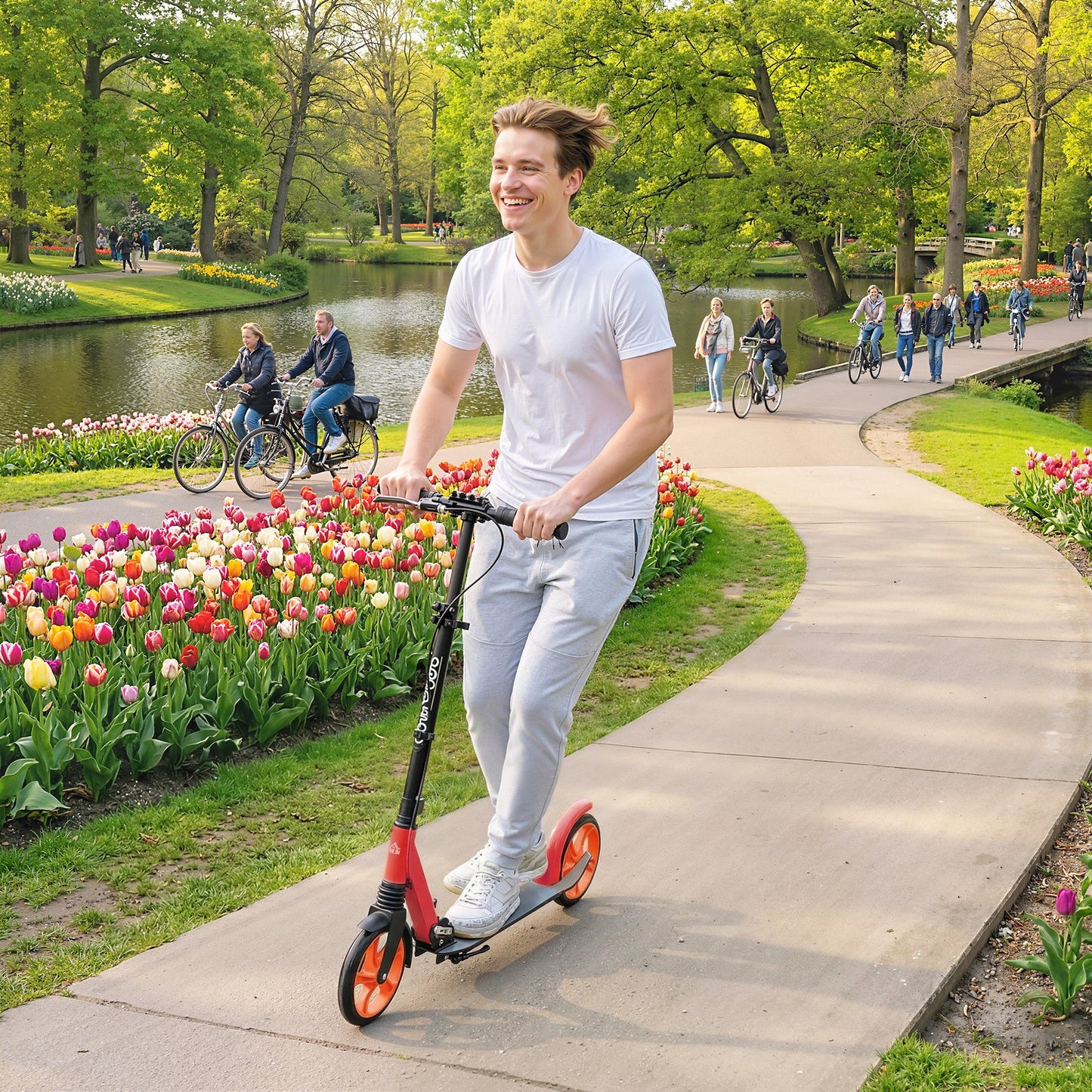 One-click Folding Kick Scooter for 14+ w/ Adjustable Handlebar (1)