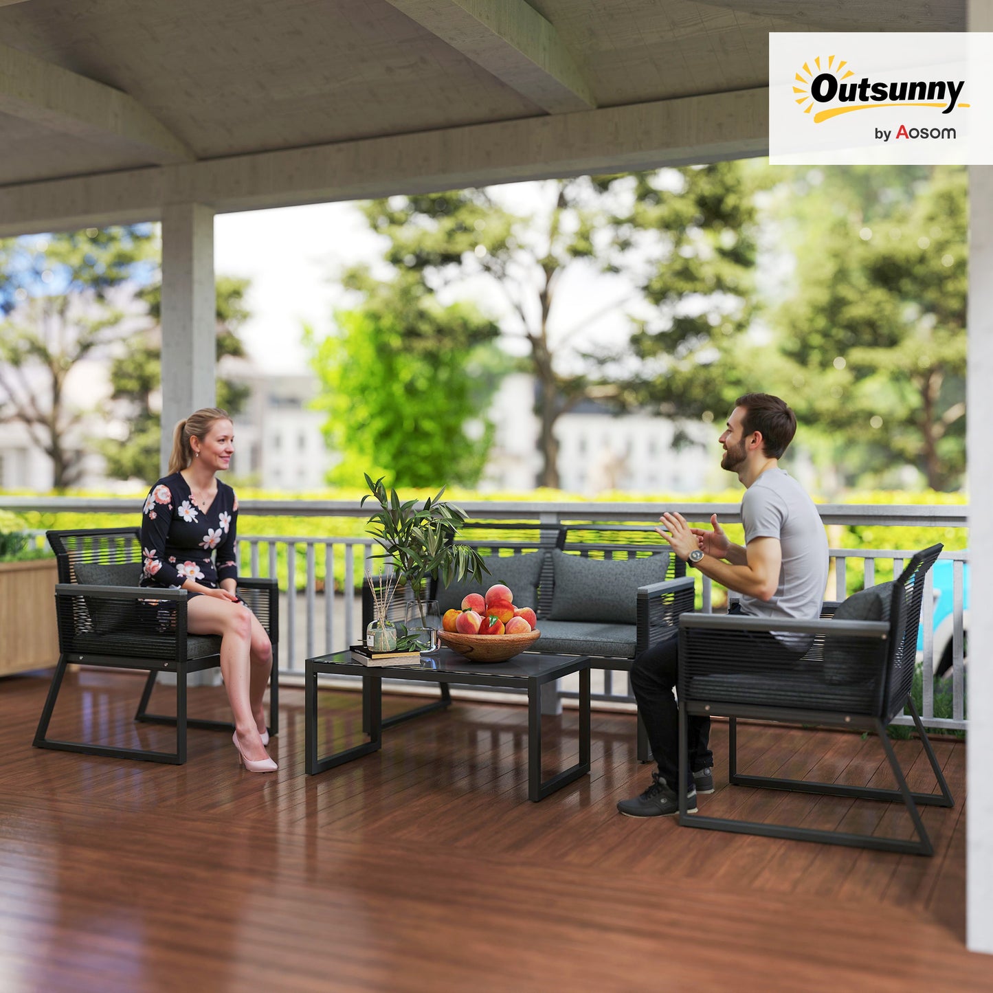 4 Pieces Rattan Garden Furniture Set (5)