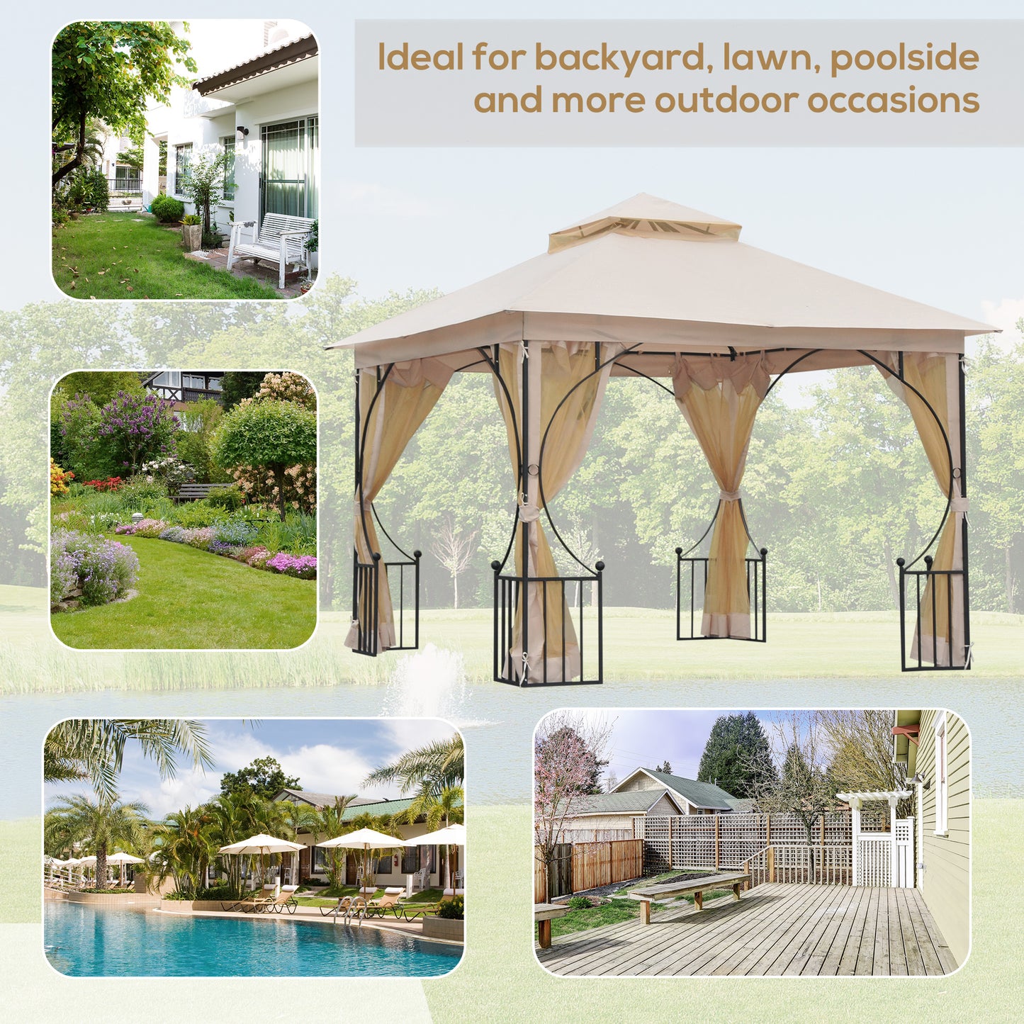 3 x 3(m) Garden Gazebo Patio Party Tent Shelter Outdoor Canopy