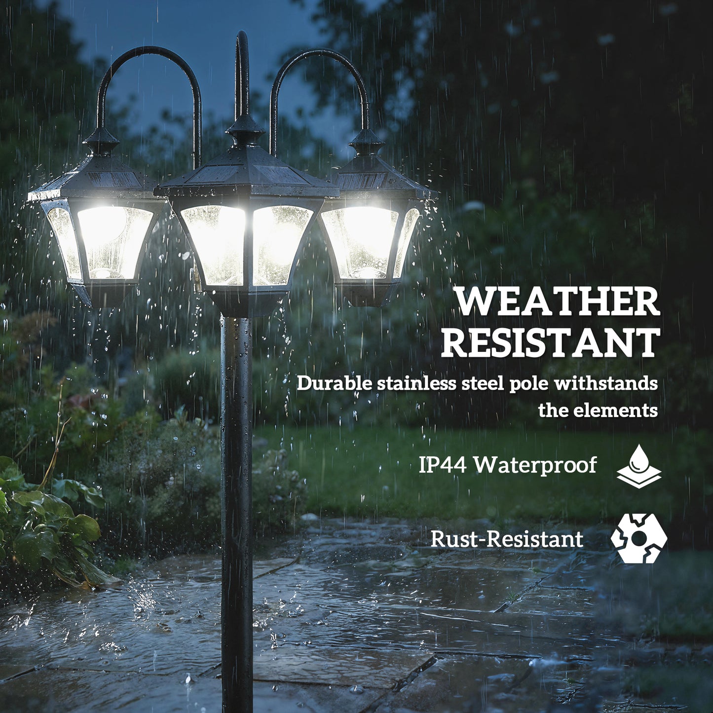 Solar Lamp Post with Dusk-to-Dawn Sensor Street Light