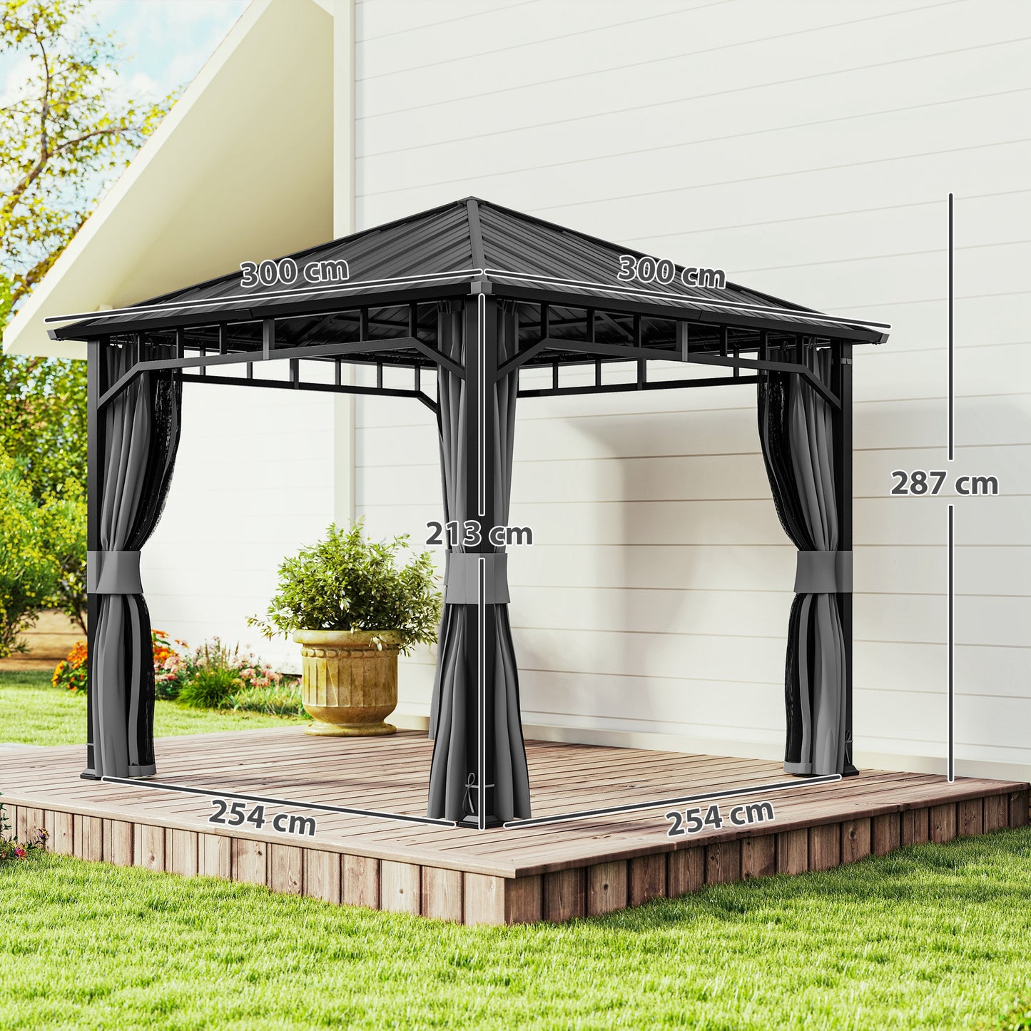 3 x 3(m) Hardtop Gazebo with Galvanised Steel Roof