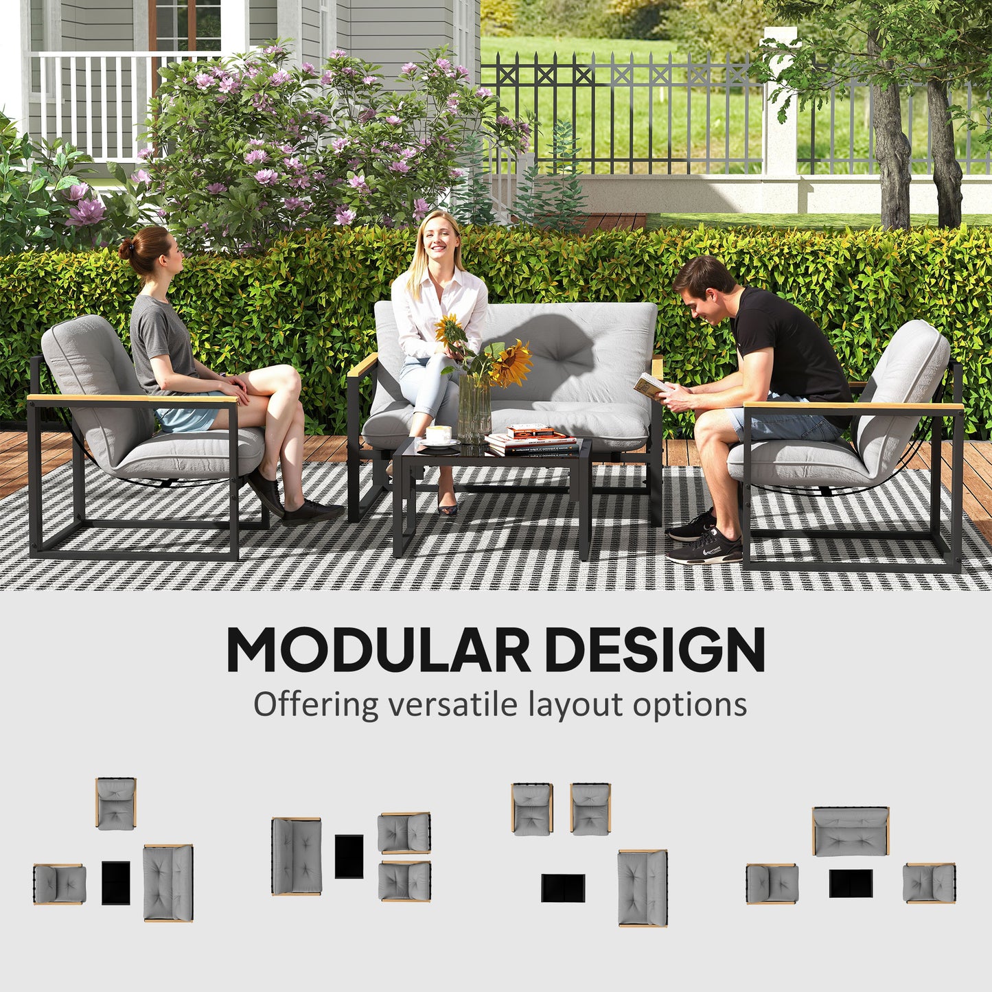Garden Furniture Set, 4 Piece Indoor Outdoor Conservatory